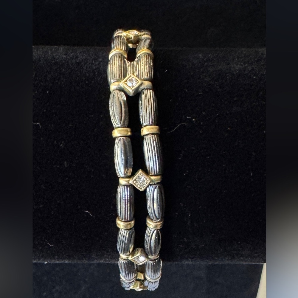 Gold and Silver Bracelet with Diamond Accents